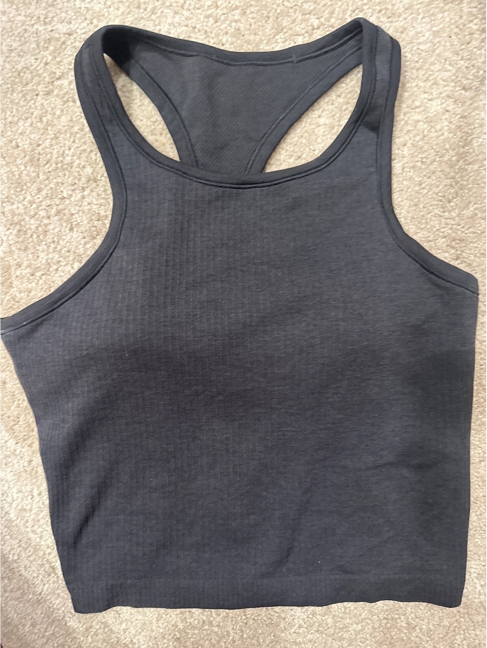 (5)Lululemon Black Racerback Crop Tank Top